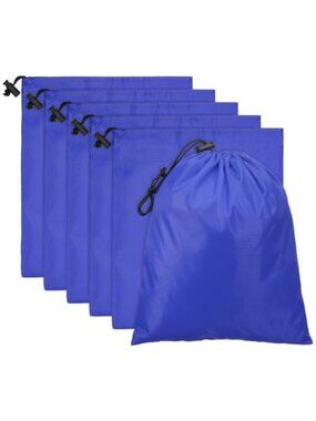 6 Pack 210D Polyester Drawstring Bags Travel Stuff Sack 14x16 Inch Gym Shoe